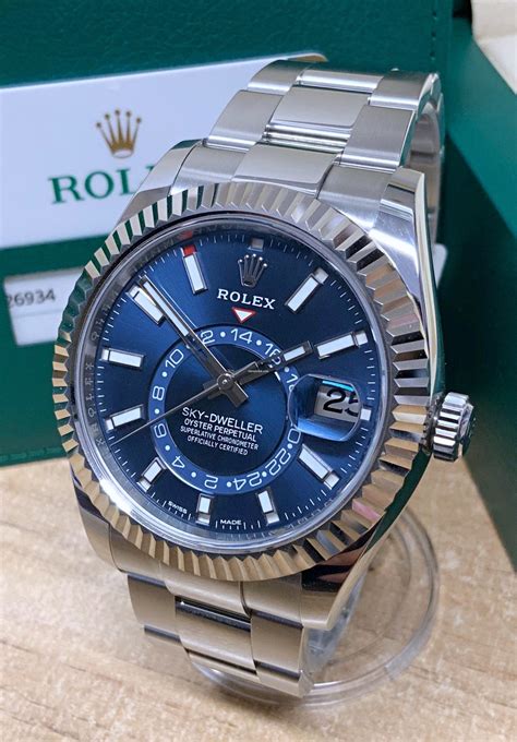 rolex sky dweller blue dial stainless steel|blue face Rolex Sky-Dweller.